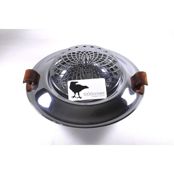 Large Art Deco centrepiece bowl and flower frog, silver plated metal flower frog - Picture 7 of 10